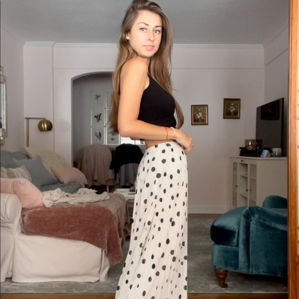 Black And White Polka Dot Maxi Skirt